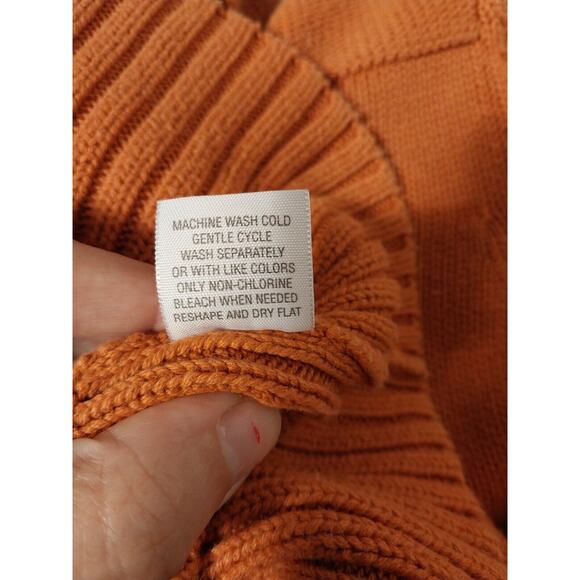 Autumn Burnt Orange Sweater Size L Preppy, Fall, Classy Cowl Collar Academic 🍁 - Picture 10 of 13